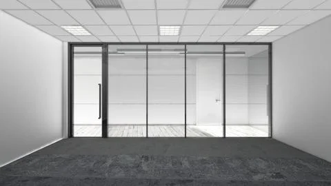 Empty room in office corporate, 3d render interior design, mock up illustrati Stockillustratie
