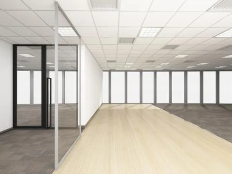 Empty room in office corporate, 3d render interior design, mock up illustrati Stock Illustration