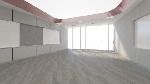Empty room in office corporate, 3d render interior design, mock up illustrati Stockillustratie