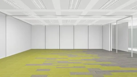 Empty room in office corporate, 3d render interior design, mock up illustrati Stock Illustration