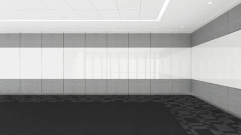 Empty room in office corporate, 3d render interior design, mock up illustrati Stock Illustration