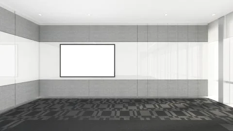Empty room in office corporate with blank screen, 3d render interior design,  Stockillustratie