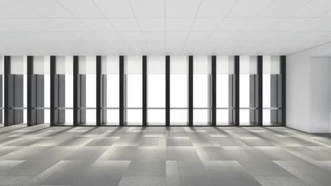Empty room in office corporate with windows, 3d render interior design, mock  Stock Illustration