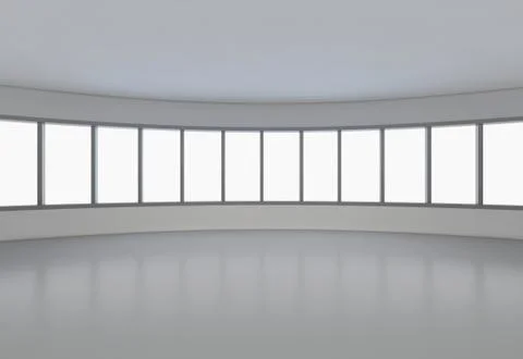 Empty room in office corporate with windows, 3d render interior design, mock  Stock Illustration