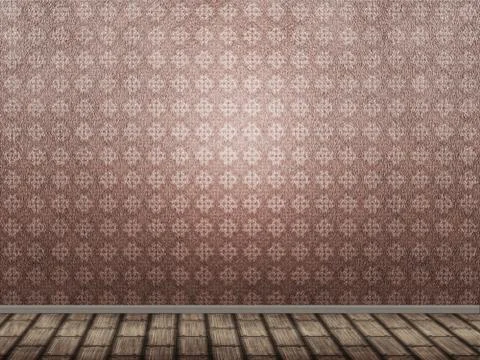 Empty room with old wallpaper Stock Illustration