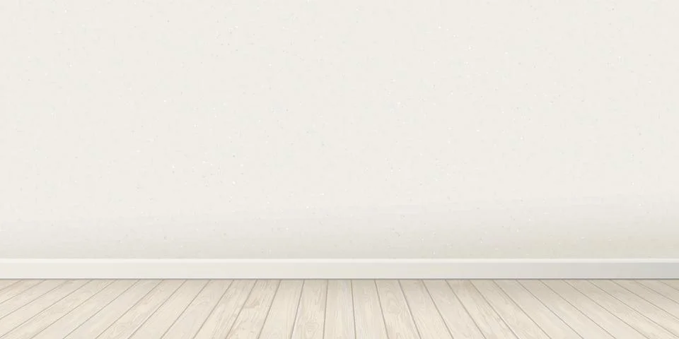 Empty room with old white cement wall and whitewashed wooden floor fade con.. Stock-Illustration