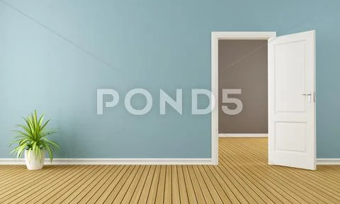 Empty room with opend door Stock Illustration
