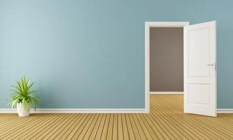 Empty room with opend door Stock Illustration