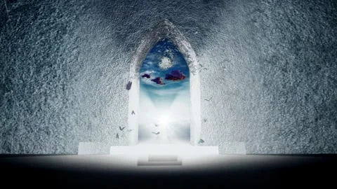 The empty room with opened door to Heaven Stock Footage 244728181