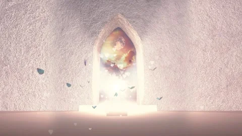 The empty room with an opened door to Heaven Stockbeeldmateriaal 245652381