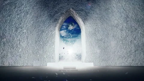 The empty room with opened door to light Stockbeeldmateriaal 238038419