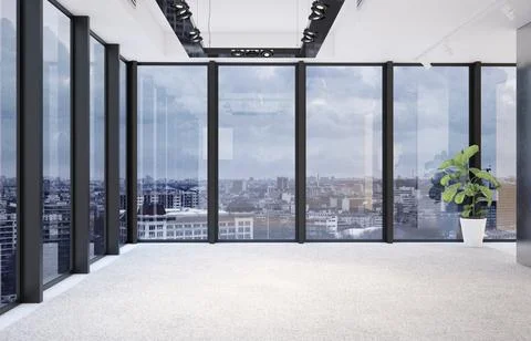 Empty room with panoramic windows Stock Illustration