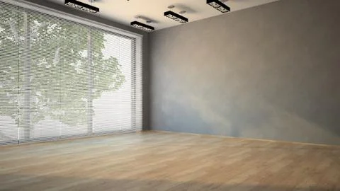 Empty room with parquet floor 3D Stock Illustration