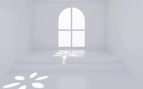Empty room with petaling skylight, 3d rendering. Ilustración de archivo