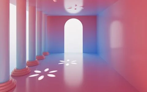 Empty room with petaling skylight, 3d rendering. Ilustración de archivo