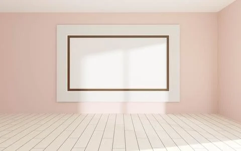 An Empty Room with a Picture Frame on the Wall With a Podium, Simple Setup for Stock Illustration