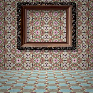 Empty room with picture generated texture Stock Illustration