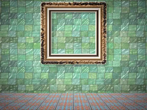Empty room with picture generated texture Stock Illustration