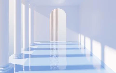 Empty room with pillars, 3d rendering. Ilustración de archivo