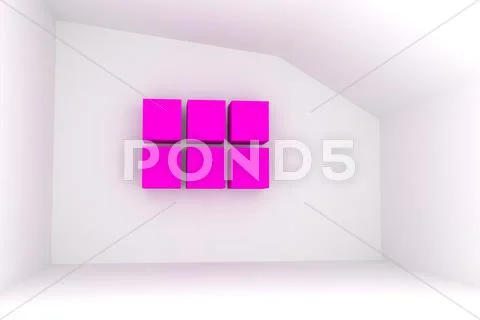 Empty room with pink box Stock Illustration