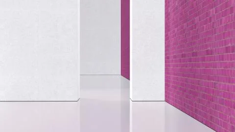 Empty room with pink brick wall, 3d rendering Ilustración de archivo