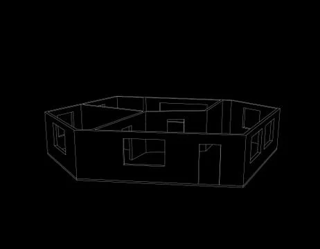 Empty room plan.Isolated on black background.Vector outline illustration. 스톡 일러스트