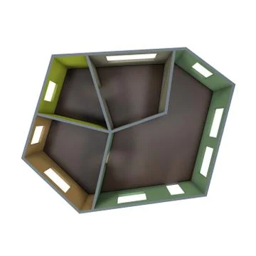 Empty room plan.Isolated on white background.3D rendering illustration. 스톡 일러스트