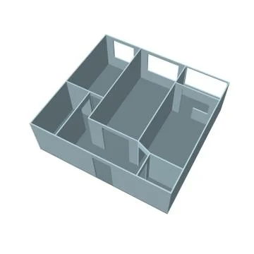 Empty room plan.Isolated on white background.3d Vector illustration. Illustrazione stock