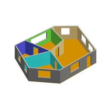 Empty room plan.Isolated on white background.3d Vector illustration. 스톡 일러스트