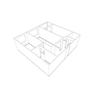 Empty room plan.Isolated on white background.Vector outline illustration. 스톡 일러스트