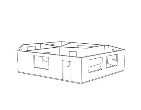 Empty room plan.Isolated on white background.Vector outline illustration. Stock Illustration