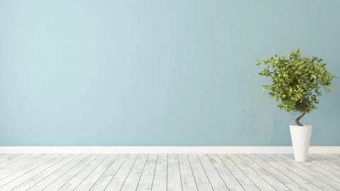 Empty room with plant Stock Illustration