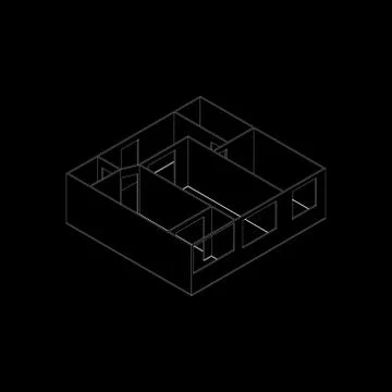 Empty room plan.Vector outline illustration.Isometric view. 스톡 일러스트