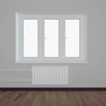 Empty room with a plastic window Stock Photos