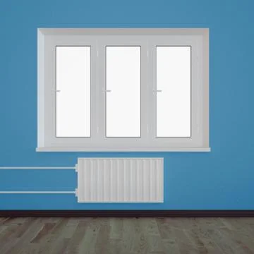 Empty room with a plastic window Stock Photos