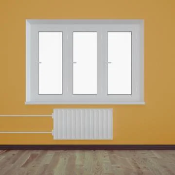 Empty room with a plastic window Stock Photos