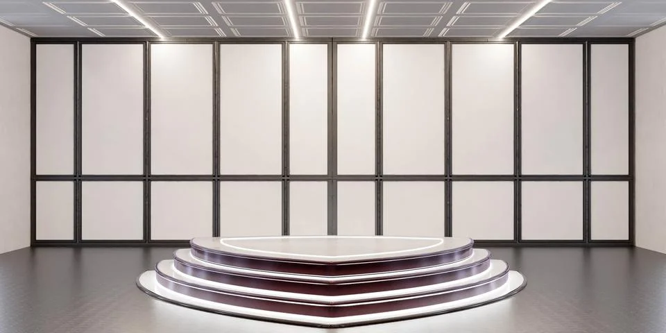 Empty Room With a Podium, Simple Setup for Presentations, Speeches, Events 3d Stock Illustration