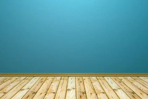 Empty room with rough wall and wooden floor Illustrazione stock