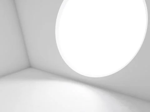 Empty room with round window. 3d render Stock Illustration