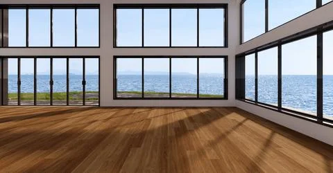 Empty room with sea Stock Illustration