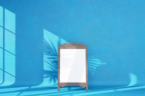 Empty room with shadows of window and flowers and palm leaves 3d room with co Stock Illustration