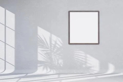 Empty room with shadows of window and flowers and palm leaves 3d room with co Stock Illustration