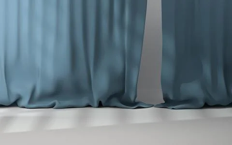 Empty room with soft curtain, 3d rendering. Stock Illustration