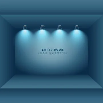 Empty room with spot lights Illustrazione stock