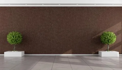 Empty room with stucco wall brown Stock Illustration