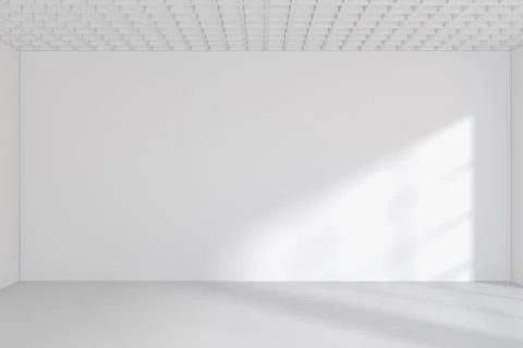 Empty room with sun light on wall. 3d rendering Illustrazione stock