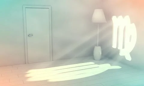 Empty room with sun rays Stock Illustration