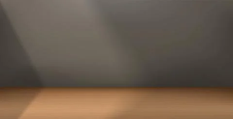 Empty room with sunlight of the opened window. Showcase with shadow overlay.. Stock-Illustration