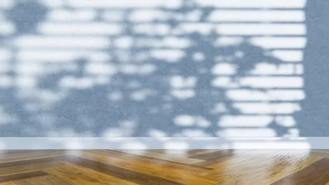 Empty room with sunlight streaming through window, casting shadows on wall Stock Illustration