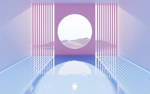 Empty room with swimming pool, 3d rendering. Stock Illustration